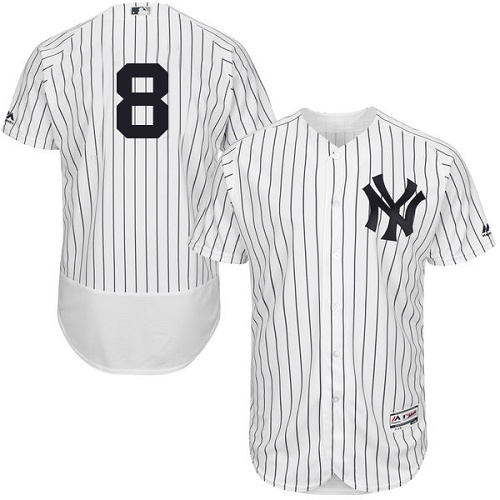 Yankees #8 Yogi Berra White Strip Flexbase Authentic Collection Stitched MLB Jersey